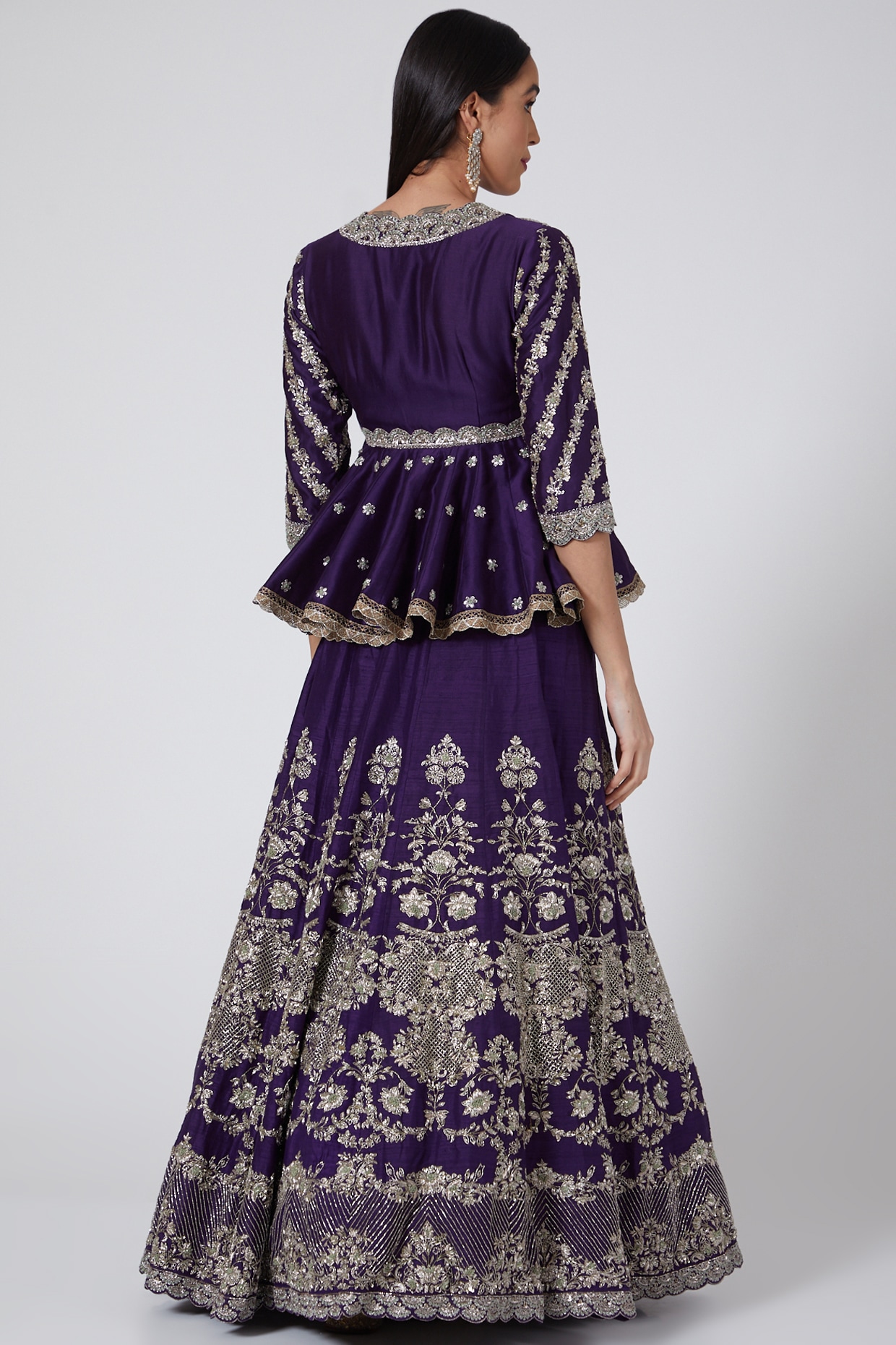 Purple Embroidered Peplum Top by Jayanti Reddy at Pernia s Pop Up Shop