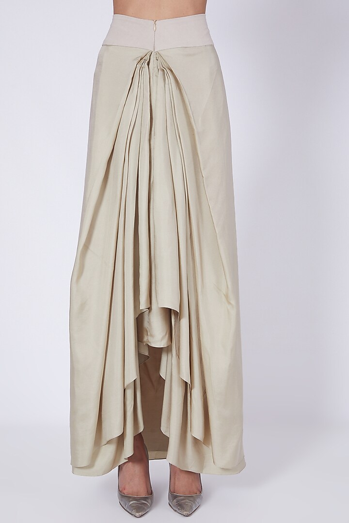 Beige Twill Cowl Skirt Set by Jayanti Reddy at Pernia's Pop Up Shop