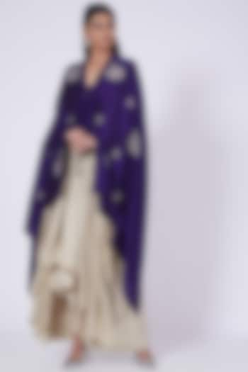 Purple Zardosi Embroidered Cape Set by Jayanti Reddy at Pernia's Pop Up Shop