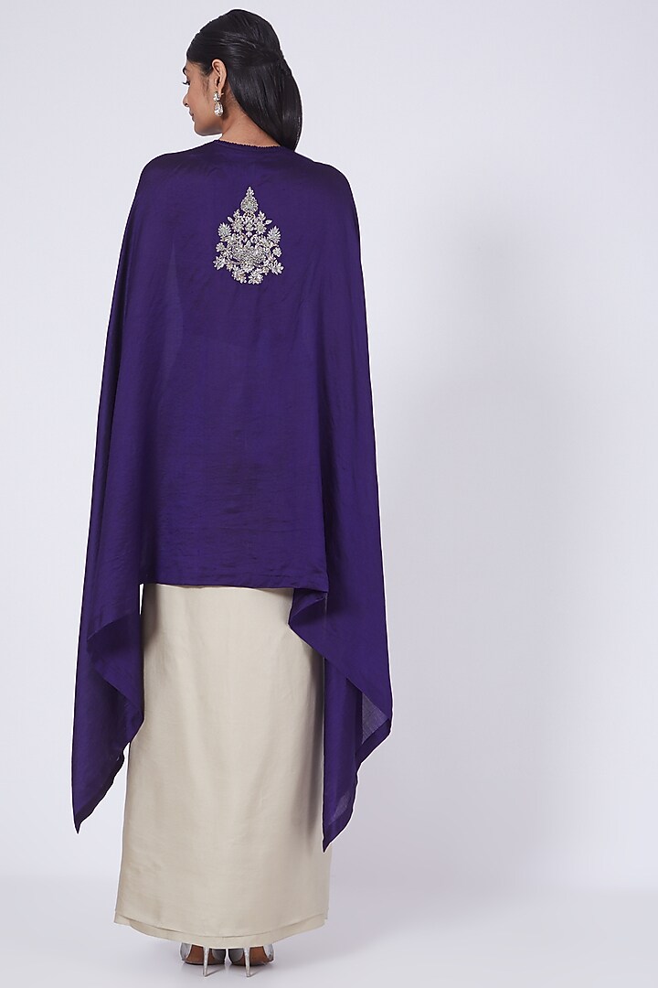 Purple Zardosi Embroidered Cape Set by Jayanti Reddy at Pernia's Pop Up Shop