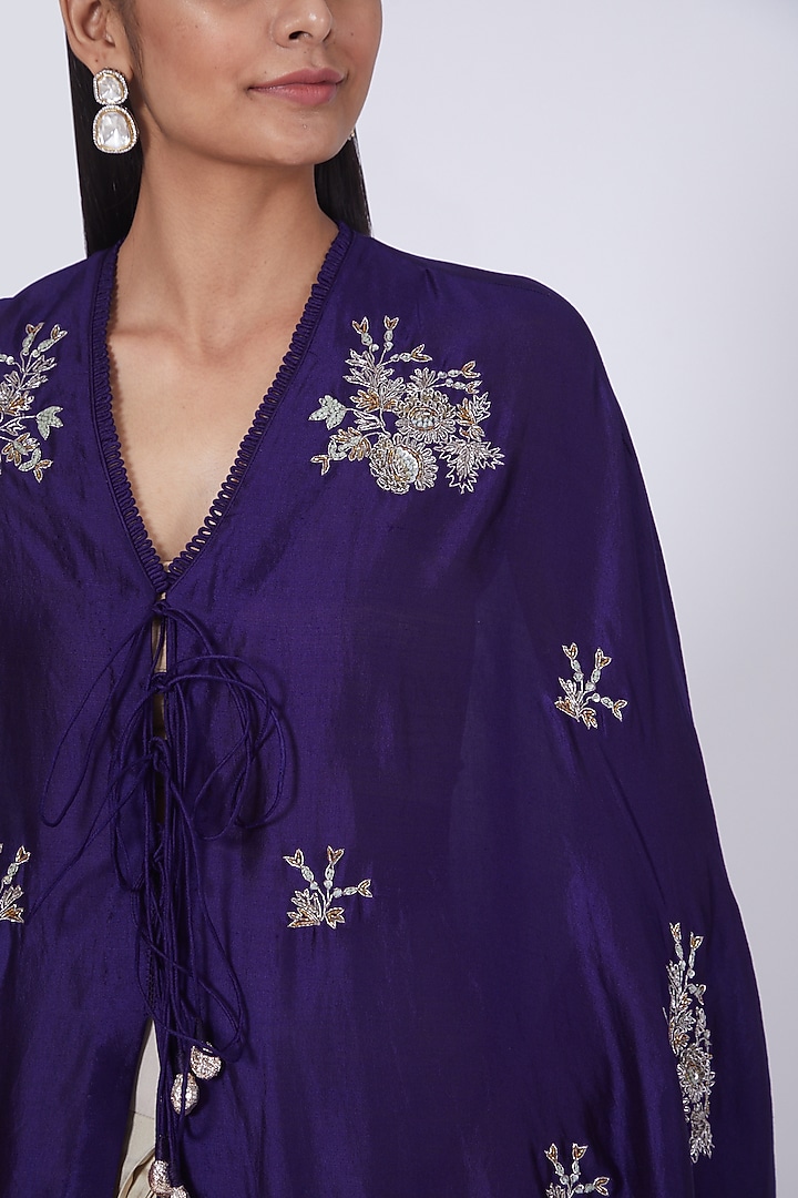 Purple Zardosi Embroidered Cape Set by Jayanti Reddy at Pernia's Pop Up Shop