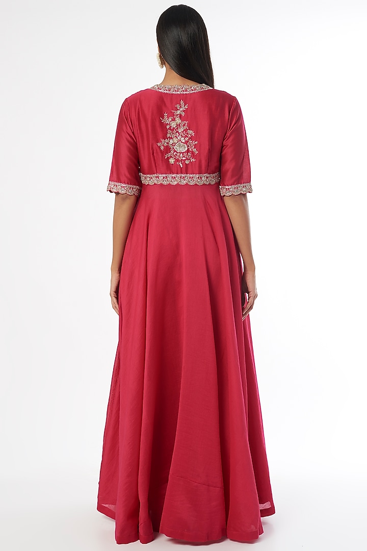 Fuchsia Zardosi Embroidered Wedding Anarkali Set by Jayanti Reddy at Pernia's Pop Up Shop