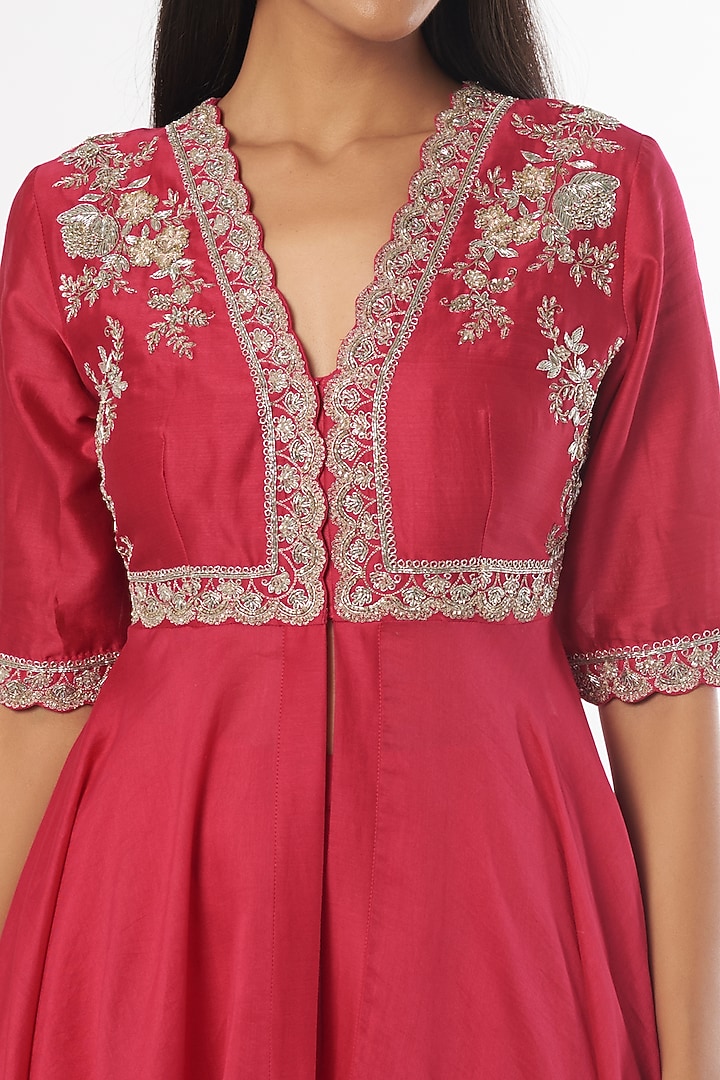 Fuchsia Zardosi Embroidered Wedding Anarkali Set by Jayanti Reddy at Pernia's Pop Up Shop