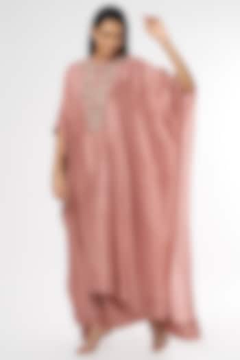 Blush Pink Embroidered Kaftan Set by Jayanti Reddy at Pernia's Pop Up Shop