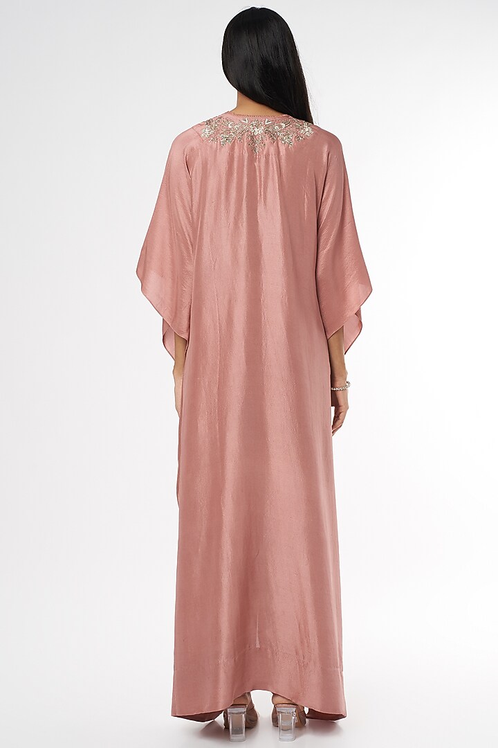 Blush Pink Embroidered Kaftan Set by Jayanti Reddy at Pernia's Pop Up Shop