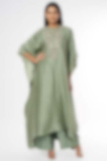 Green Embroidered Kaftan Set by Jayanti Reddy at Pernia's Pop Up Shop