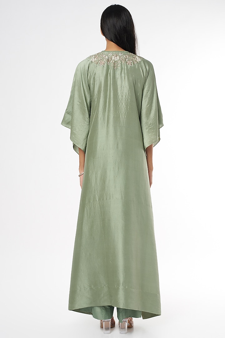 Green Embroidered Kaftan Set by Jayanti Reddy at Pernia's Pop Up Shop