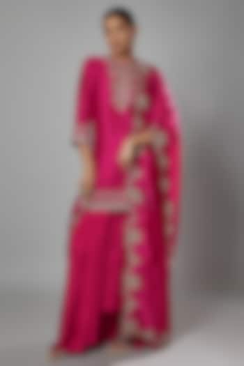 Fuchsia Silk Kurta Set by Jayanti Reddy