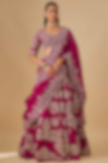 Pink Raw Silk Zardosi Embroidered Bridal lehenga for 22 Lehenga Set by Jayanti Reddy at Pernia's Pop Up Shop