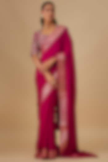 Pink Silk Reception Saree Set by Jayanti Reddy at Pernia's Pop Up Shop