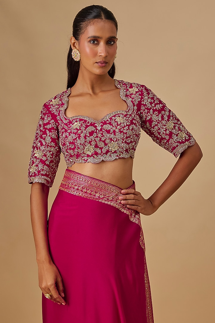 Pink Silk Reception Saree Set by Jayanti Reddy at Pernia's Pop Up Shop