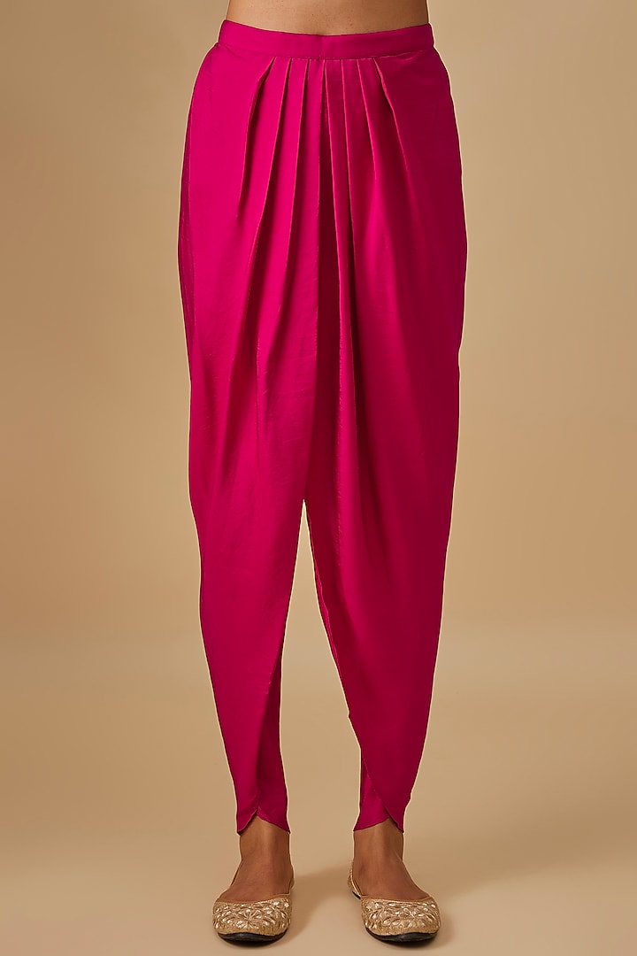 Pink Silk Zardosi Embroidered Tunic Set by Jayanti Reddy at Pernia's Pop Up Shop