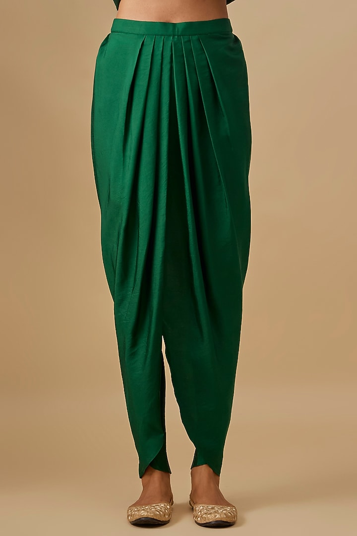 Green Silk Zardosi Embroidered Tunic Set by Jayanti Reddy at Pernia's Pop Up Shop