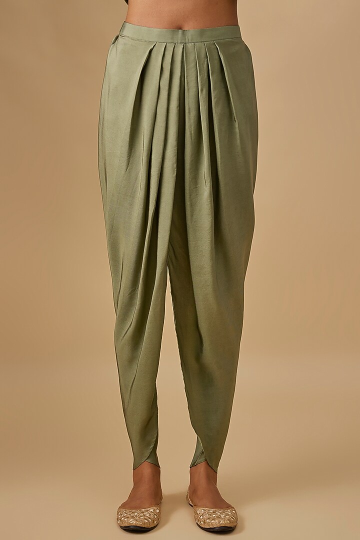 Mint Green Silk Zardosi Embroidered Tunic Set by Jayanti Reddy at Pernia's Pop Up Shop