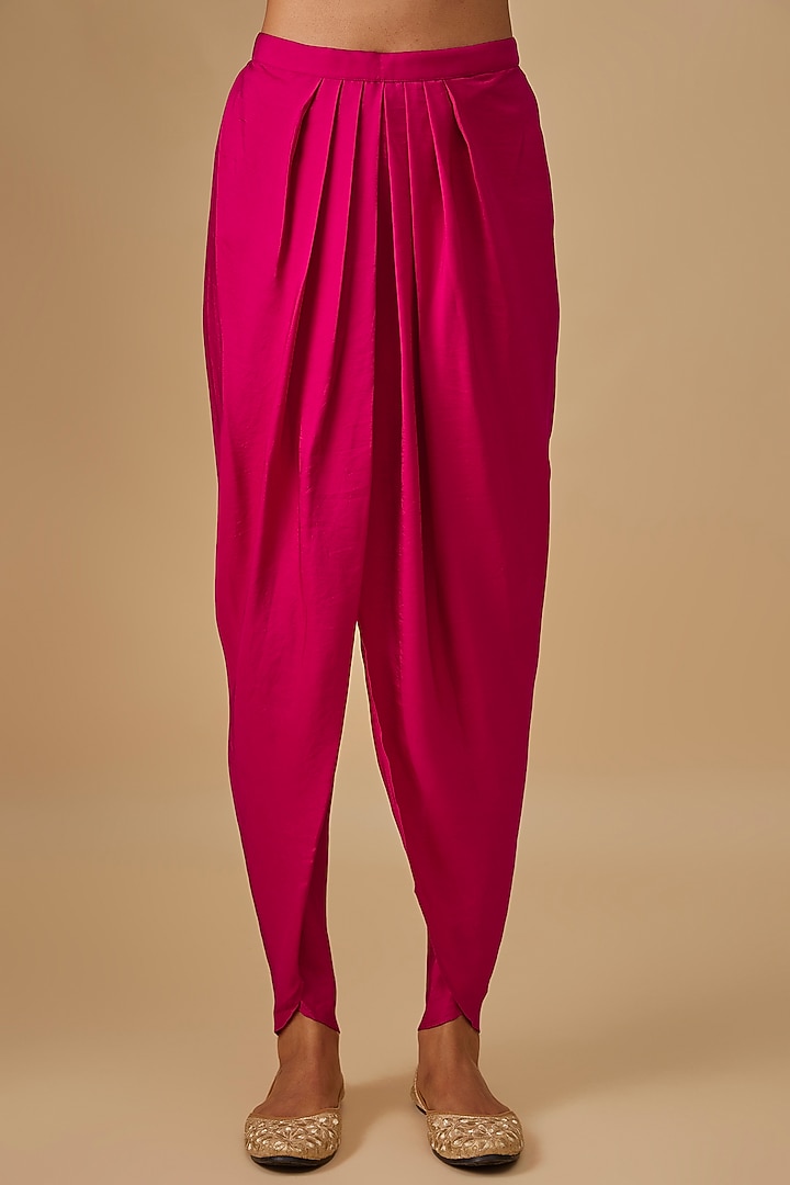 Pink Silk Zardosi Embroidered Tunic Set by Jayanti Reddy at Pernia's Pop Up Shop