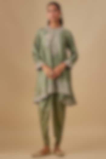 Mint Green Silk Zardosi Embroidered Tunic Set by Jayanti Reddy at Pernia's Pop Up Shop