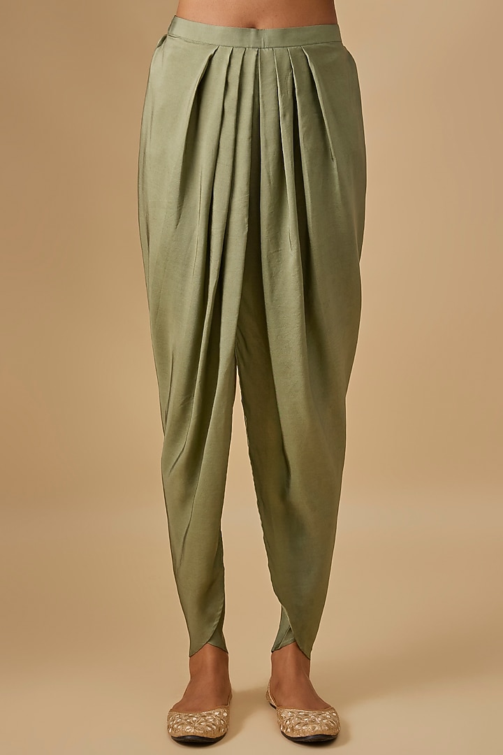 Mint Green Silk Zardosi Embroidered Tunic Set by Jayanti Reddy at Pernia's Pop Up Shop