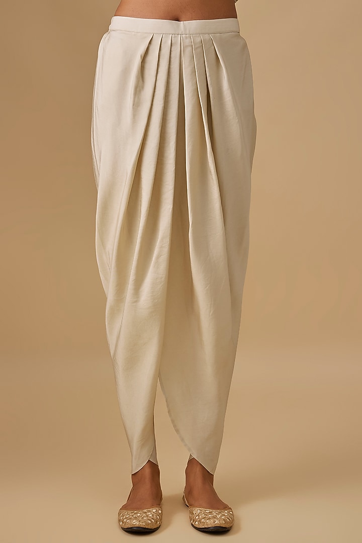 Beige Silk Zardosi Embroidered Tunic Set by Jayanti Reddy at Pernia's Pop Up Shop