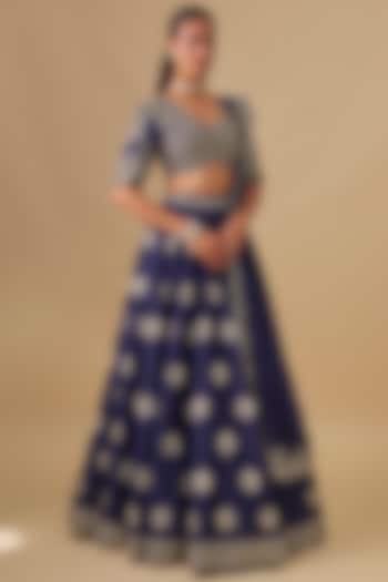 Purple Raw Silk Zardosi Embroidered Bridal Lehenga Set by Jayanti Reddy at Pernia's Pop Up Shop