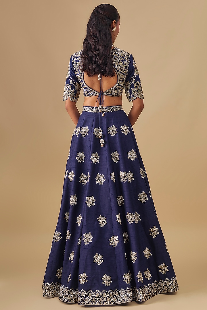 Purple Raw Silk Zardosi Embroidered Bridal Lehenga Set by Jayanti Reddy at Pernia's Pop Up Shop