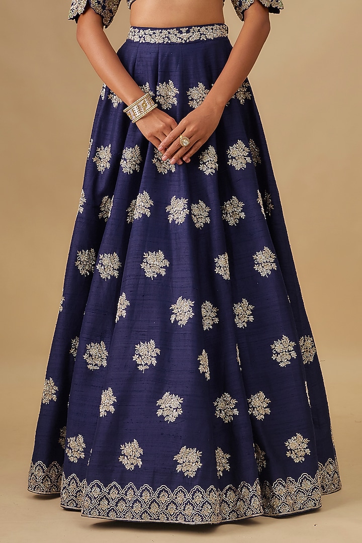 Purple Raw Silk Zardosi Embroidered Bridal Lehenga Set by Jayanti Reddy at Pernia's Pop Up Shop