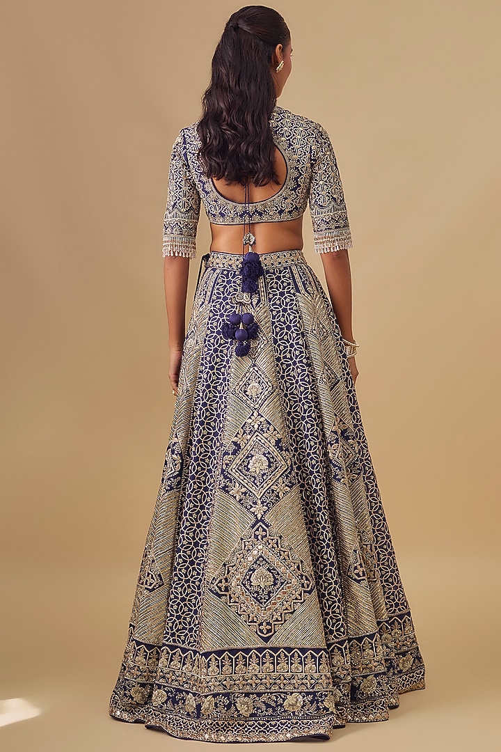 Purple Raw Silk Zardosi Embroidered Bridal Lehenga Set by Jayanti Reddy at Pernia's Pop Up Shop