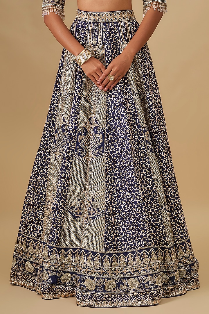 Purple Raw Silk Zardosi Embroidered Bridal Lehenga Set by Jayanti Reddy at Pernia's Pop Up Shop