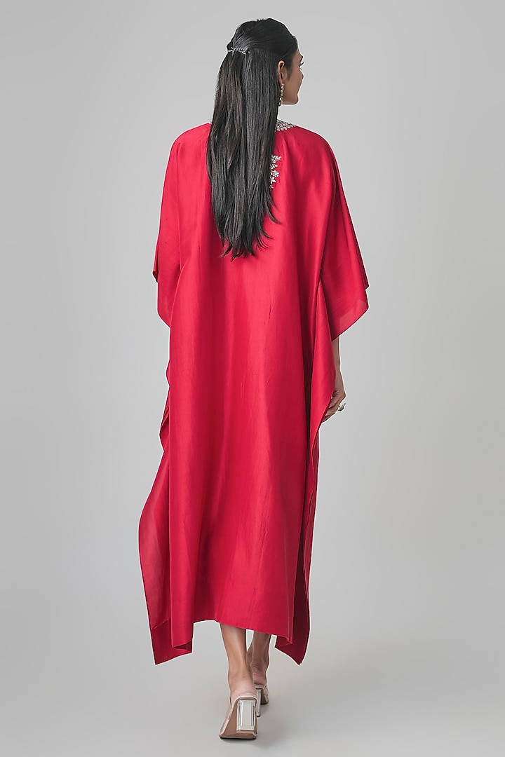 Red Silk Kaftan by Jayanti Reddy at Pernia's Pop Up Shop