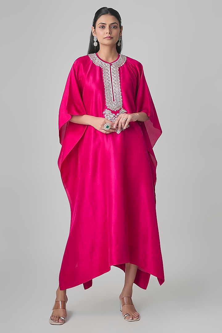 Rani Pink Silk Kaftan by Jayanti Reddy at Pernia's Pop Up Shop