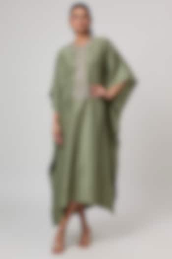 Mint Green Silk Zardosi Work Kaftan by Jayanti Reddy at Pernia's Pop Up Shop