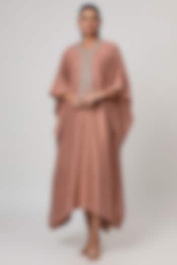 Peach Silk Zardosi Work Kaftan by Jayanti Reddy at Pernia's Pop Up Shop