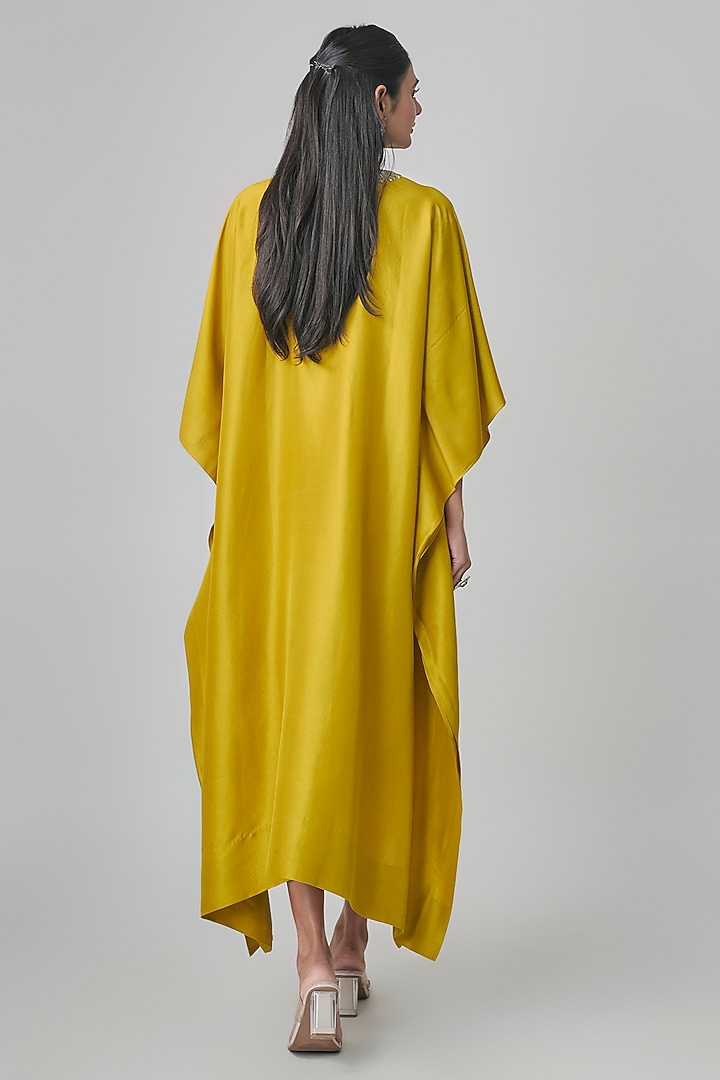 Golden Yellow Silk Kaftan by Jayanti Reddy at Pernia's Pop Up Shop