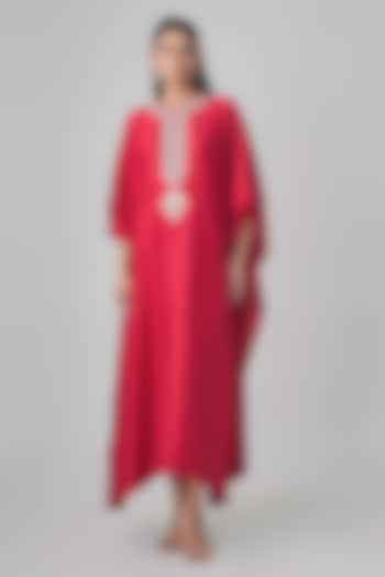 Red Silk Kaftan by Jayanti Reddy at Pernia's Pop Up Shop