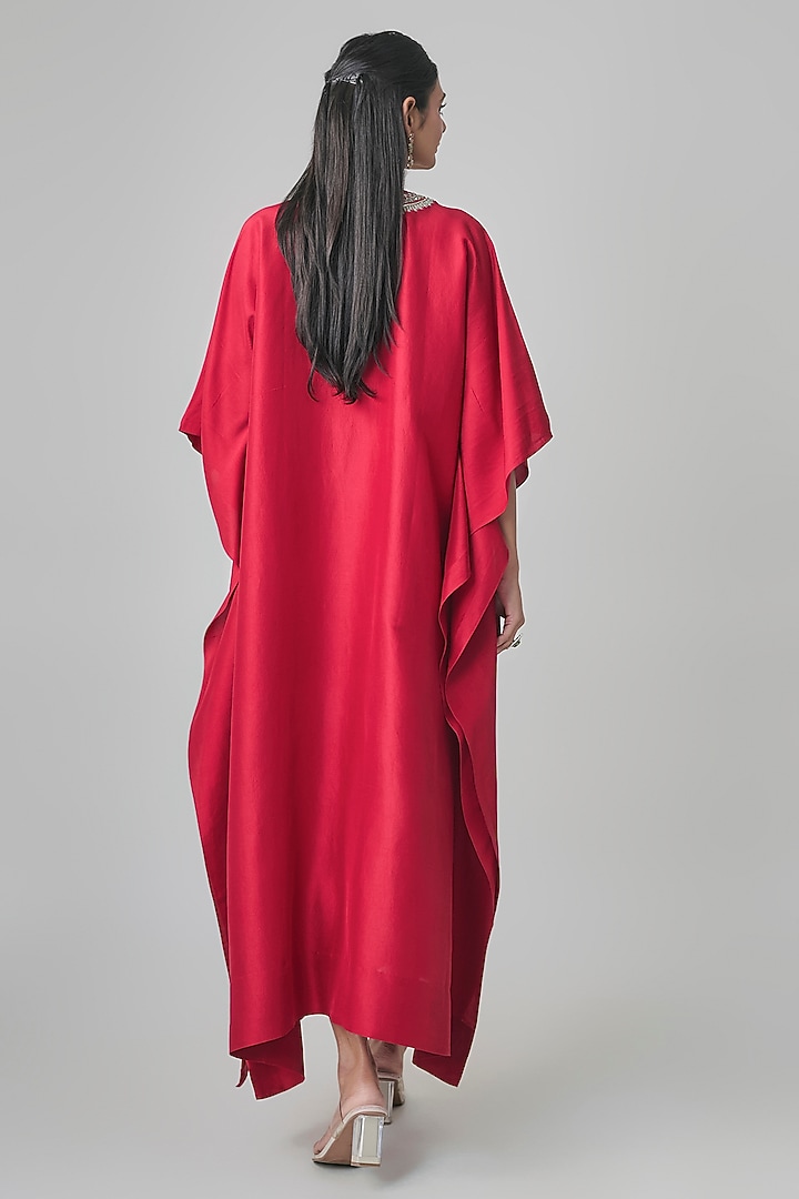 Red Silk Kaftan by Jayanti Reddy at Pernia's Pop Up Shop