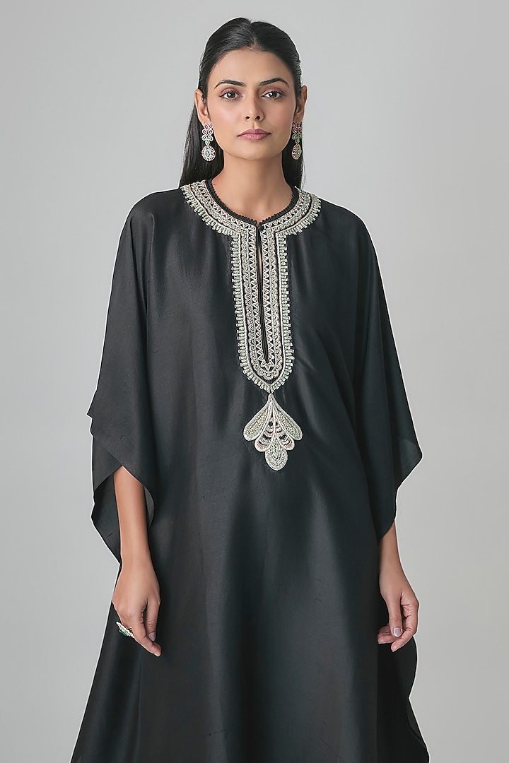 Black Silk Kaftan by Jayanti Reddy at Pernia's Pop Up Shop