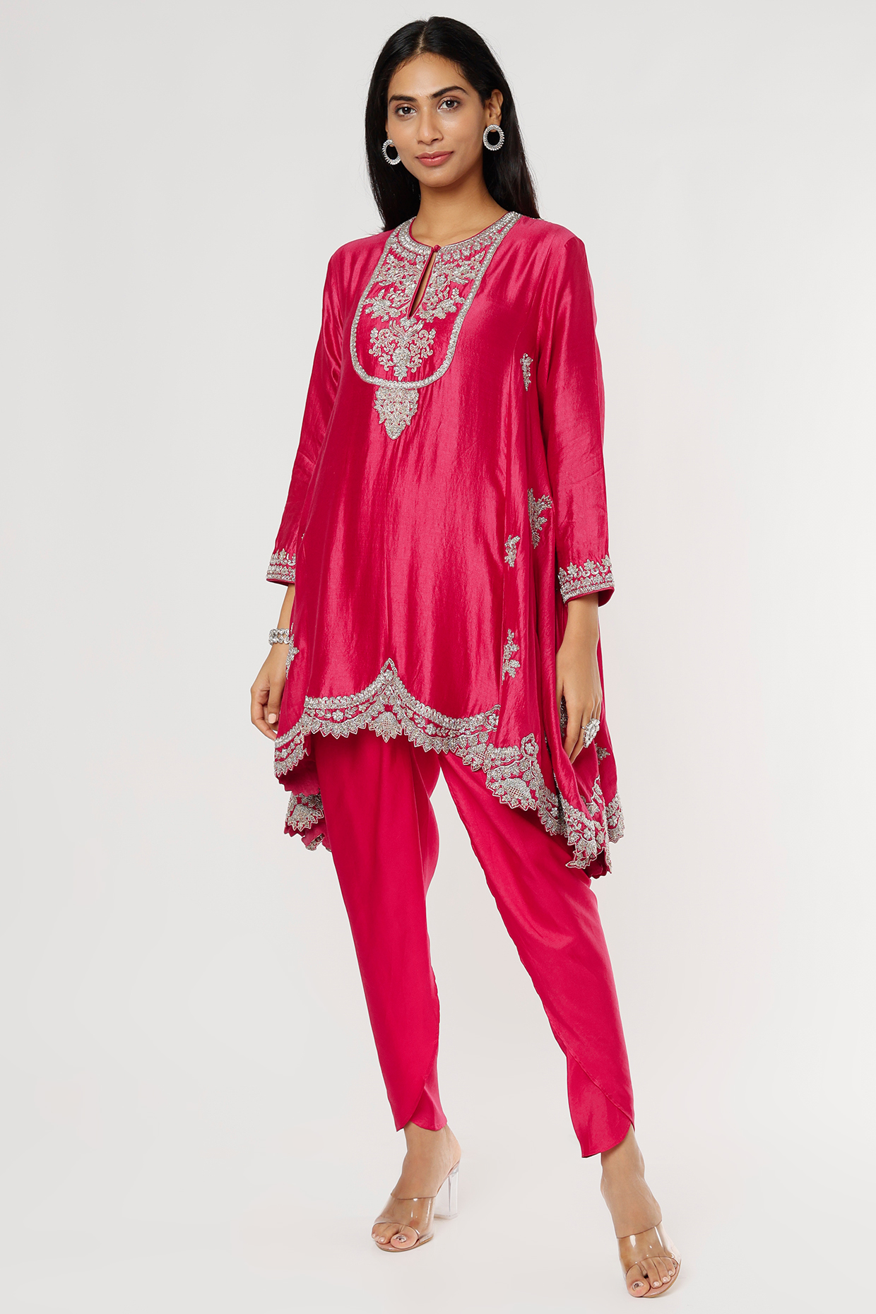 Red Embroidered Tunic Set by Jayanti Reddy at Pernia's Pop Up Shop