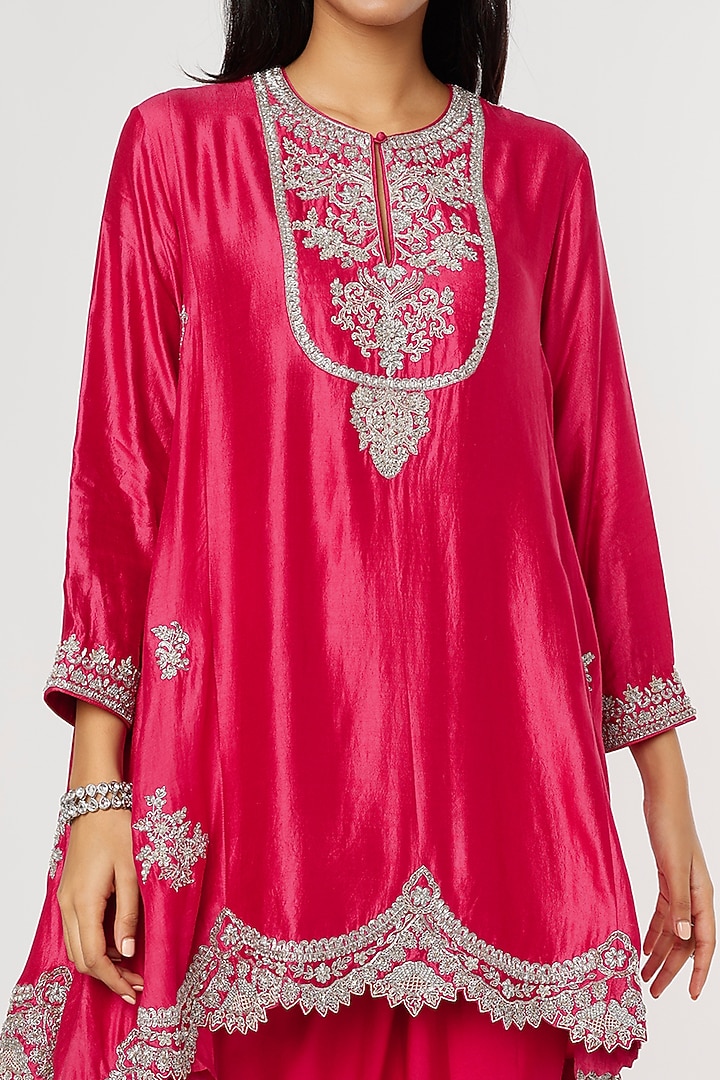 Red Embroidered Tunic Set by Jayanti Reddy at Pernia's Pop Up Shop