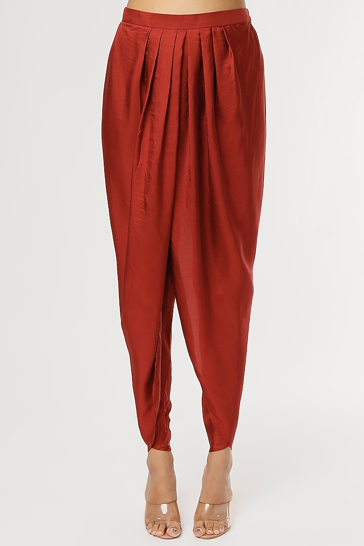 Maroon Silk Dhoti Set With Cape by Jayanti Reddy at Pernia's Pop Up Shop