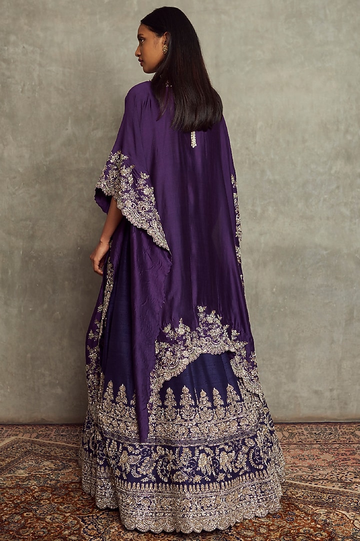 Purple Raw Silk Embroidered Bridal Lehenga Set by Jayanti Reddy at Pernia's Pop Up Shop