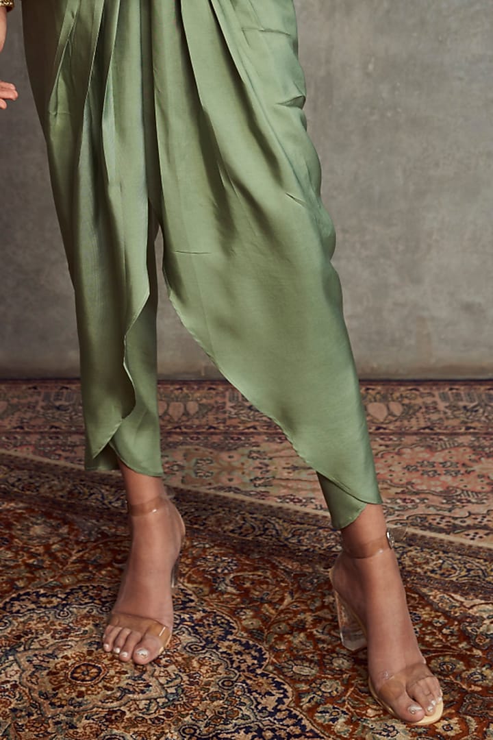 Mint Green Chanderi Silk Dhoti Set by Jayanti Reddy at Pernia's Pop Up Shop