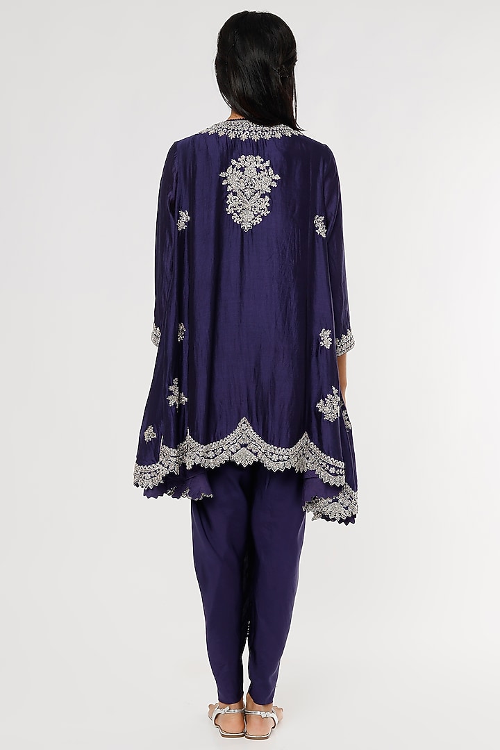 Purple Silk Embroidered Tunic Set by Jayanti Reddy at Pernia's Pop Up Shop