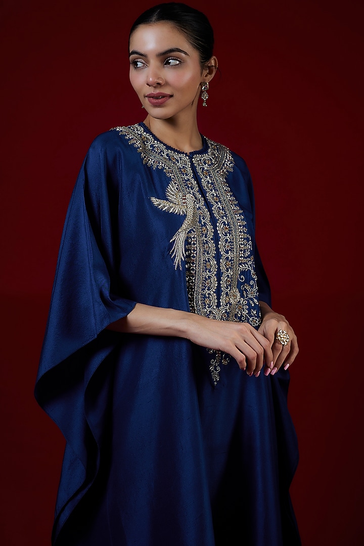Purple Silk Zari Embroidered Kaftan Set by Jayanti Reddy at Pernia's Pop Up Shop