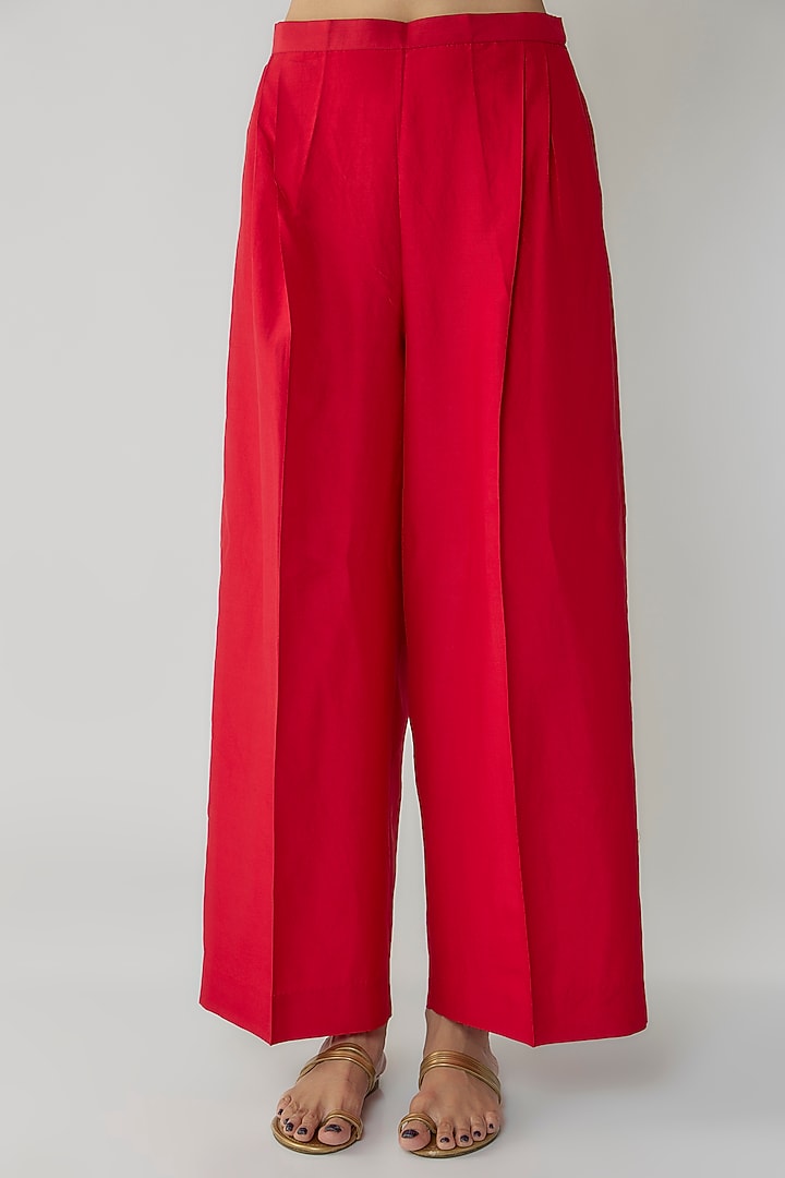 Red Silk Zari Embroidered Kaftan Set by Jayanti Reddy at Pernia's Pop Up Shop
