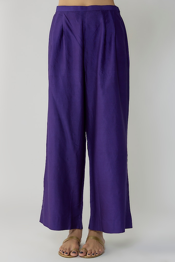 Purple Silk Zari Embroidered Kaftan Set by Jayanti Reddy at Pernia's Pop Up Shop