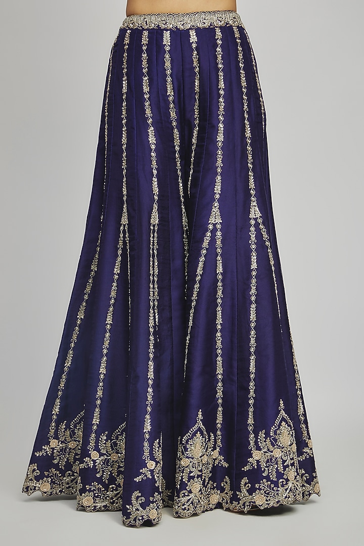Purple Silk Zari Embroidered Bridal Sharara Set by Jayanti Reddy at Pernia's Pop Up Shop