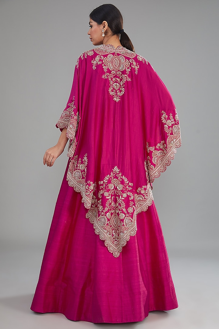 Pink Silk Zari Embroidered Jacket Bridal Lehenga Set by Jayanti Reddy at Pernia's Pop Up Shop