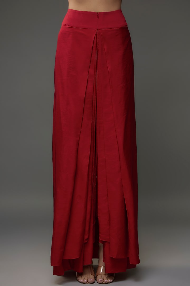 Red Silk Zari Embroidered Cape Set by Jayanti Reddy at Pernia's Pop Up Shop