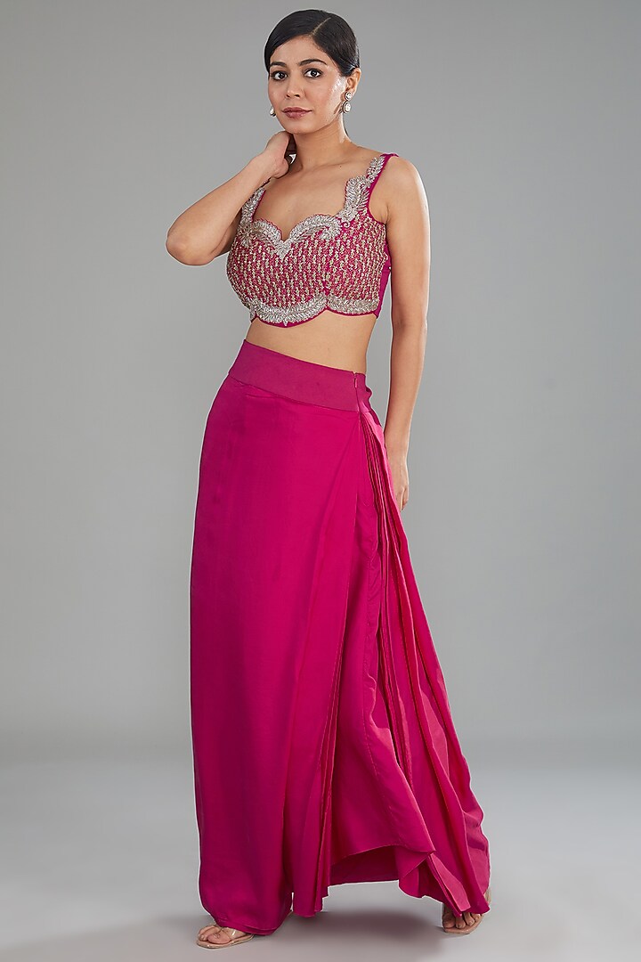 Pink Silk Zari Embroidered Cape Set by Jayanti Reddy at Pernia's Pop Up Shop