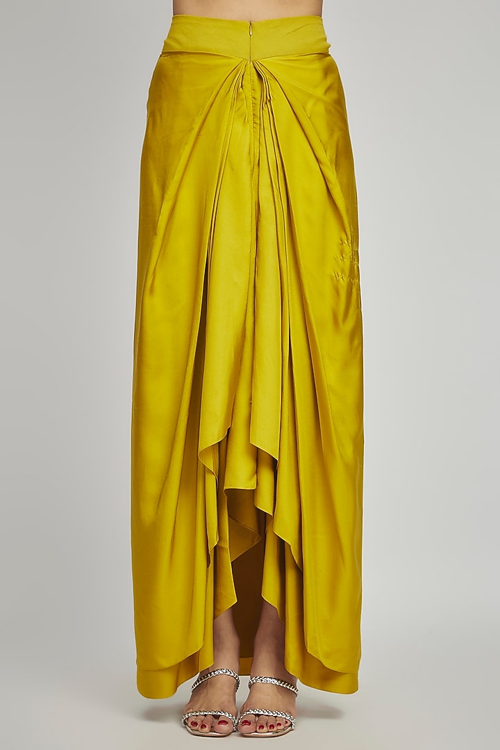Mustard Silk Zari Embroidered Cape Set by Jayanti Reddy at Pernia's Pop Up Shop