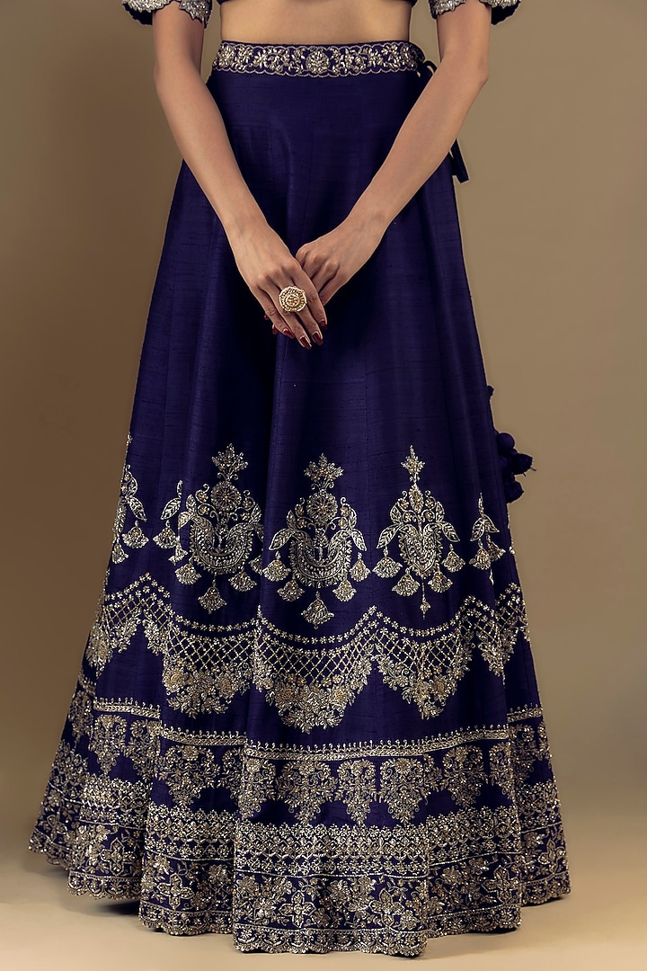 Purple Silk Zari Embroidered Bridal Lehenga Set by Jayanti Reddy at Pernia's Pop Up Shop